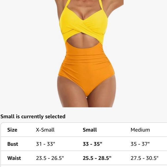Yellow and Orange Women Swim One Piece swim suit - Picture 4 of 8